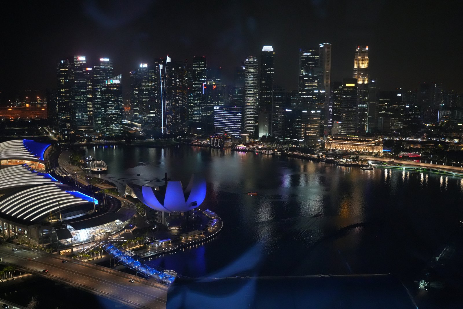 Blick aus dem Singapore Flyer auf die Marina Bay