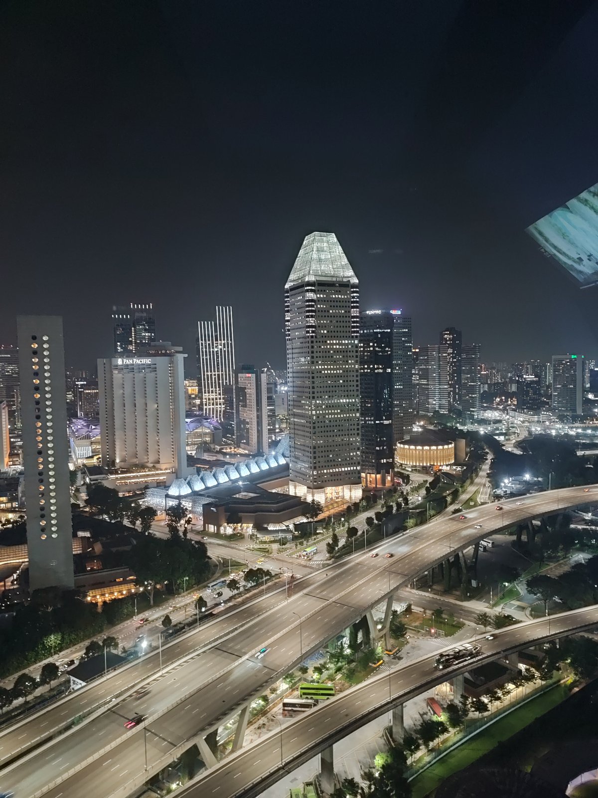 Singapur von oben bei Nacht